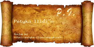 Petyka Ilián névjegykártya